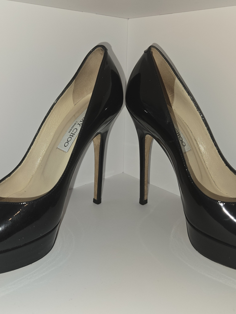 Jimmy Choo Black Patent Leather Platform Stilettos